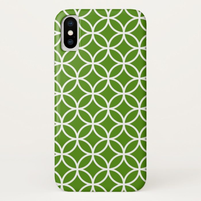 Kelly Green and White Modern Geometric Pattern iPhone X Case