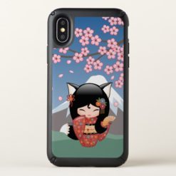 Kitsune Kokeshi Doll - Black Fox Geisha Girl Speck iPhone X Case