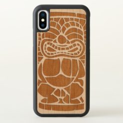 Koa Wood Tiki Ailani Faux Wood on Real Wood iPhone X Case