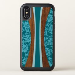 Laniakea Hawaiian Faux Wood Surfboard Teal Speck iPhone X Case