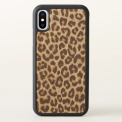 Leopard Print Carved iPhone X Bumper Wood Case
