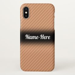 Light Brown & Tan Stripes Pattern w/ Custom Name iPhone X Case