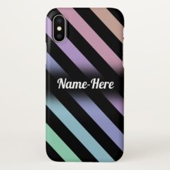 Light Pastel Colors & Black Stripes Pattern; Name iPhone X Case