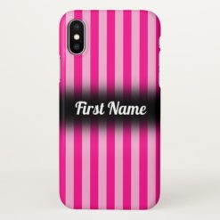 Light Pink & Deep Pink Stripes w/ Custom Name iPhone X Case