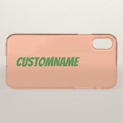 Light Salmon Background w/ Dark Green Bold Name iPhone X Case