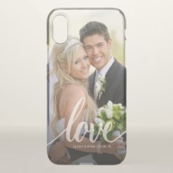 Love Handwritten White Wedding Photo Overlay Clear iPhone X Case