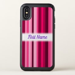 Magenta & Pink Striped Pattern + Custom Name Speck iPhone X Case