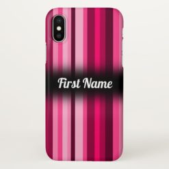 Magenta & Pink Striped Pattern w/ Custom Name iPhone X Case