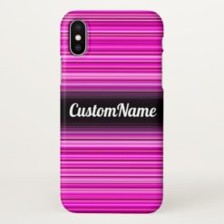 Magenta and Pink Stripes/Lines Pattern w/ Name iPhone X Case