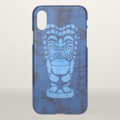 Makapuu Beach Hawaiian Laughing Tiki Batik Blue iPhone X Case