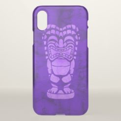 Makapuu Beach Hawaiian Laughing Tiki Batik Purple iPhone X Case