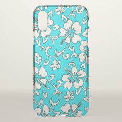 Malia Hibiscus Hawaiian Pareau Print Aqua iPhone X Case