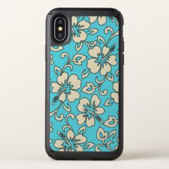 Malia Hibiscus Hawaiian Pareau Print in Aqua Speck iPhone X Case