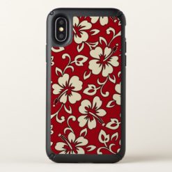 Malia Hibiscus Hawaiian Pareau Print in Red Speck iPhone X Case