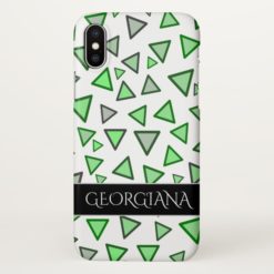 Many Triangles Colored Various Shades of Green iPhone X Case