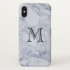 Marble Pattern Monogram iPhone X Case