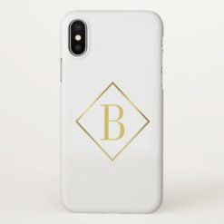 Masculine Monogram Stylish Gold Frame Overlay iPhone X Case