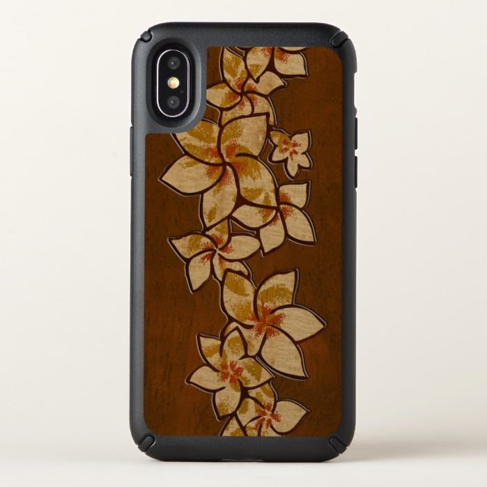 Melia Hawaiian Plumeria Faux Koa Wood Speck iPhone X Case