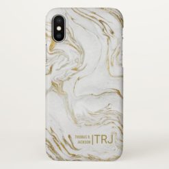 Men's Monogram Modern Minimalist Gold Marble iPhone X Case