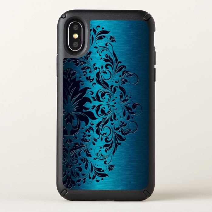 Metallic Blue Background & Blue Lace Design Speck iPhone X Case