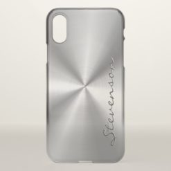 Metallic Radial Stainless Steel Look Personalized iPhone X Case