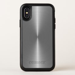 Metallic Silver-Gray Faux Stainless Steel OtterBox Symmetry iPhone X Case