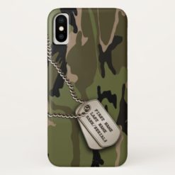 Military Green Camo w/ Dog Tag iPhone X Case