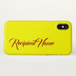 Minimalist Yellow Background w/ Dark Red Name iPhone X Case
