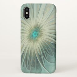 Modern Abstract Fantasy Flower Turquoise Wheat iPhone X Case