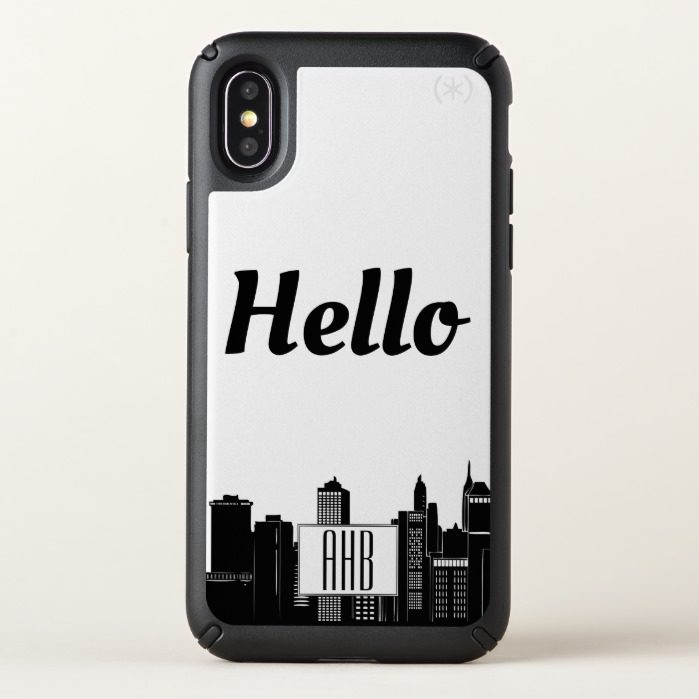 Modern Cityscape Skyline Hello & Initial Letters Speck iPhone X Case