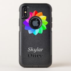 Modern Colorful Minimal Geometric Name OtterBox Commuter iPhone X Case