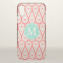 Modern Elegant Damask Coral Paisley Personalized iPhone X Case
