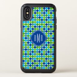 Modern Monogram Blue Green Polka-Dot Pattern Speck iPhone X Case