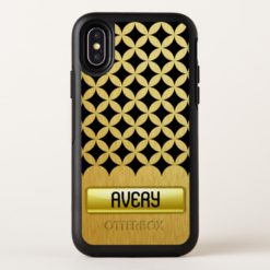 Modern New Geometric Black Gold Name OtterBox Symmetry iPhone X Case