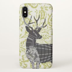 Modern Nostalgia Vintage Floral Deer iPhone X Case