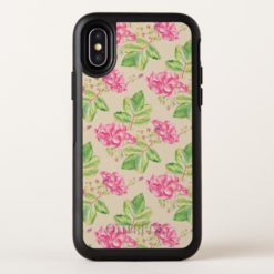Modern Pink Flowers And Green Leafs OtterBox Symmetry iPhone X Case