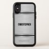 Modern Silver And Black Metallic Design Monogram OtterBox Symmetry iPhone X Case