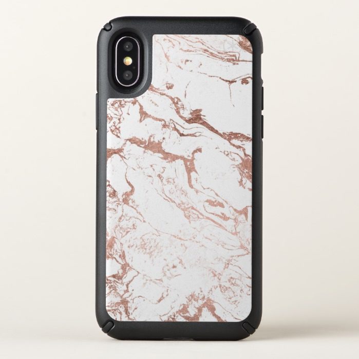 Modern chic faux rose gold white marble speck iPhone x Case