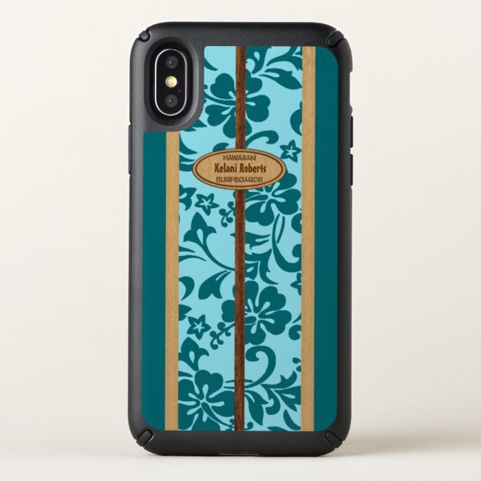 Mokuleia Hawaiian Faux Wood Monogram Surfboard Speck iPhone X Case