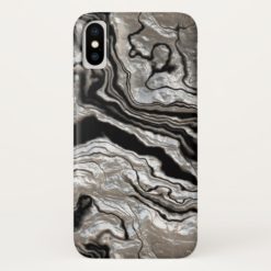 Molten Silver Black Marble Pattern iPhone X Case