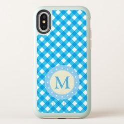 Monogram Blue and White Gingham Pattern OtterBox Symmetry iPhone X Case