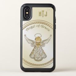 Monogram Christmas Angel of Grace Gold Filigree Speck iPhone X Case