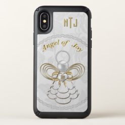Monogram Christmas Angel of Joy Gold Filigree Speck iPhone X Case
