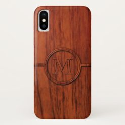 Monogram Mahogany Wood Print iPhone X Case