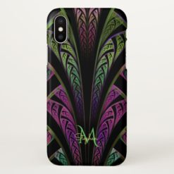 Monogram Purple Green Fractal iPhone X Case