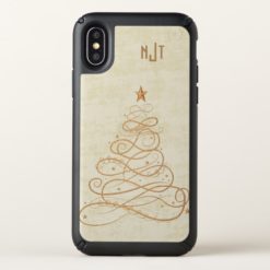 Monogram Trendy Golden Filigree Christmas Tree Speck iPhone X Case