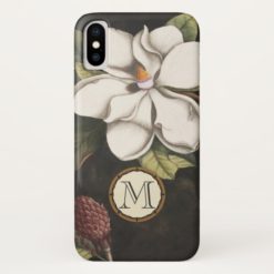 Monogram Vintage Magnolia Floral Pattern iphone iPhone X Case