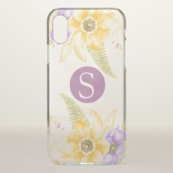 Monogram Yellow Purple Floral Personalized iPhone X Case