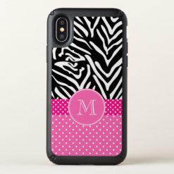 Monogram Zebra with Hot Pink Polka Dot Pattern Speck iPhone X Case