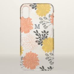 Monogram on Spring Flowers iPhone X Case